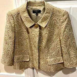 TALBOTS Petite Gold Lame Short Jacket